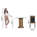 Juego de Comedor Beta con 4 Sillas - Encimera Redonda de Cristal Marrón/Negro