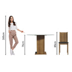 Juego de Comedor Paula con 4 Sillas - Encimera Redonda de Cristal Marrón/Negro
