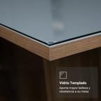 Juego de Comedor Anne con 4 Sillas - Tablero de Madera y Cubierta de Cristal Marrón/Gris/Plateado