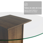 Juego de Comedor Irene con 4 Sillas - Encimera Redonda de Cristal Marrón/Plateado