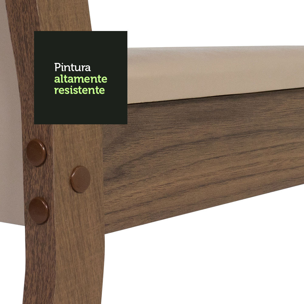 Juego de Comedor Elisa con 4 Sillas Marrón/Crema/Beige