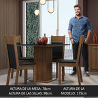 Juego de Comedor Claire con 4 Sillas Marrón/Negro/Sintético Negro