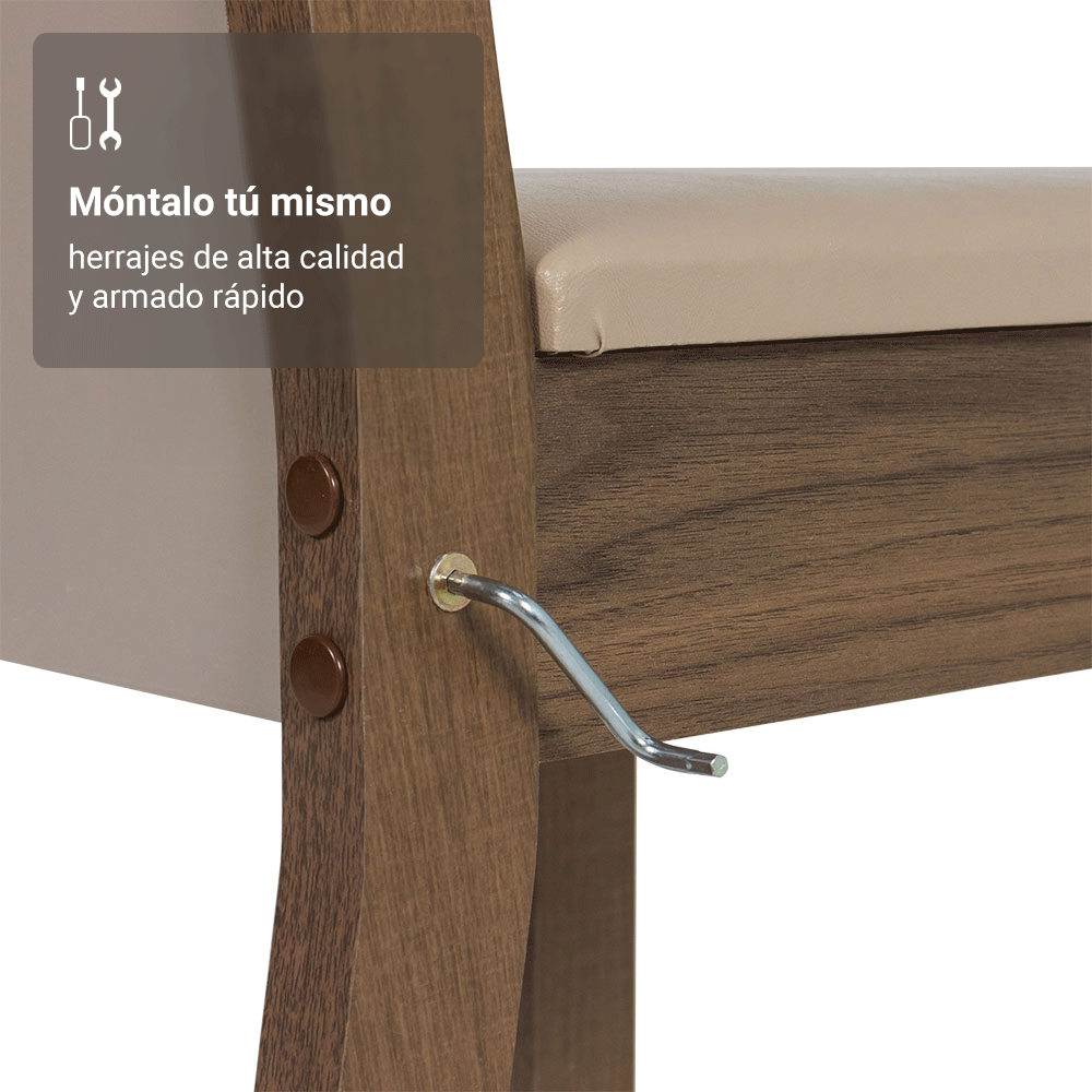 Juego de Comedor Briana con 4 Sillas Marrón/Crema