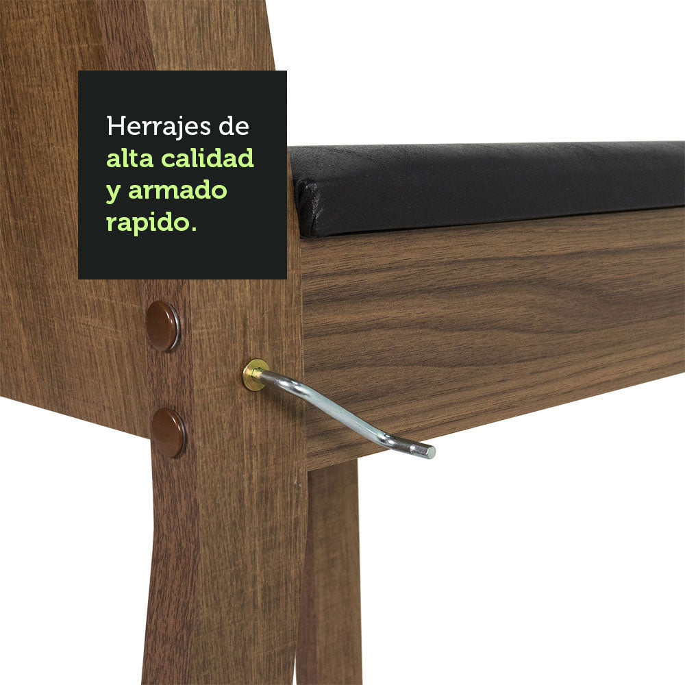 Juego de Comedor Perla con 4 Sillas - Tablero de Madera y Cubierta de Cristal Marrón/Crema/Negro