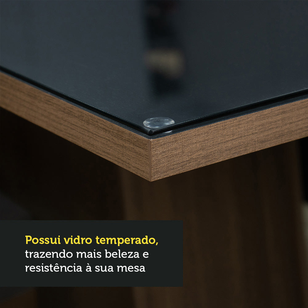Juego de Comedor Tifani con 4 Sillas - Tablero de Madera y Cristal