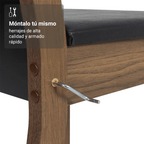 Juego de Comedor Tifani con 4 Sillas - Tablero de Madera y Cubierta de Cristal Marrón/Crema/Negro