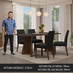 Juego de Comedor April con 4 Sillas Marrón/Negro/Oxford