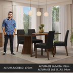Juego de Comedor Taylor con 4 Sillas - Tablero de Madera y Cristal Marrón/Negro/Oxford