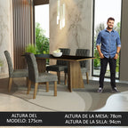 Juego de Comedor Ruby con 4 Sillas Marrón/Negro/Plateado