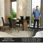 Juego de Comedor Harper con 4 Sillas - Tablero de Madera y Cristal Marrón/Negro/Oxford
