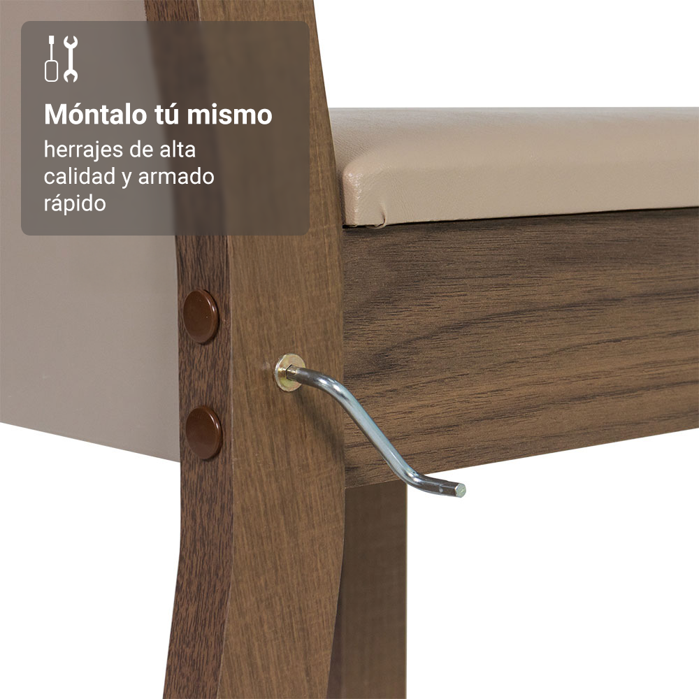 Juego de Comedor Madesa Sheila con 4 Sillas Marrón/Crema/Beige