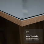 Juego de Comedor Capri con 4 Sillas - Tablero de Madera y Cristal Marrón/Gris/Plateado