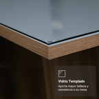 Juego de Comedor Braga con 4 Sillas - Tablero de Madera y Cristal Marrón/Gris/Plateado