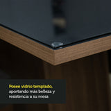 Juego de Comedor Alexis con 6 Sillas - Tablero de Madera y Cristal