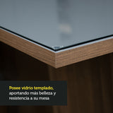 Juego de Comedor Alexis con 6 Sillas - Tablero de Madera y Cristal