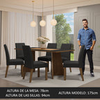 Juego de Comedor Simone con 6 Sillas Marrón/Negro/Oxford
