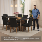 Juego de Comedor Madison con 6 Sillas Marrón/Negro/Oxford
