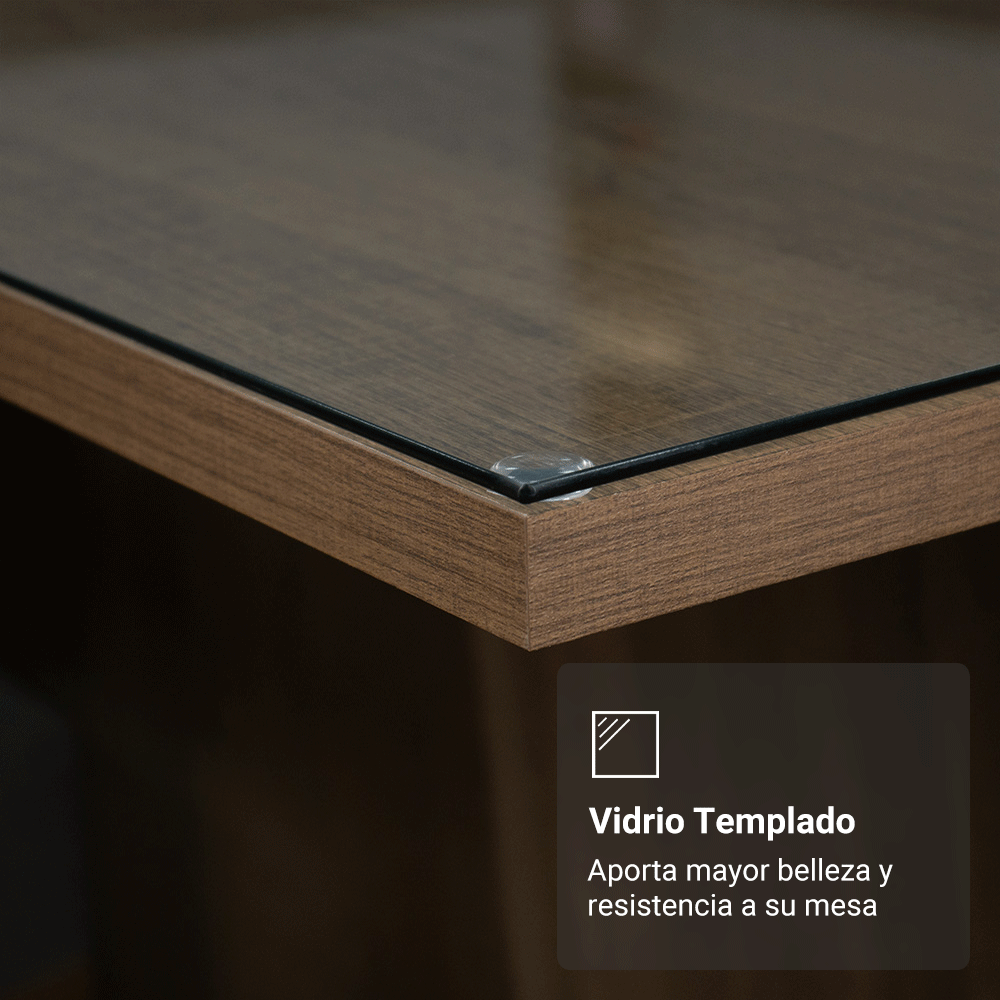 Juego de Comedor Sintra con 6 Sillas - Tablero de Madera y Cristal Marrón/Plateado
