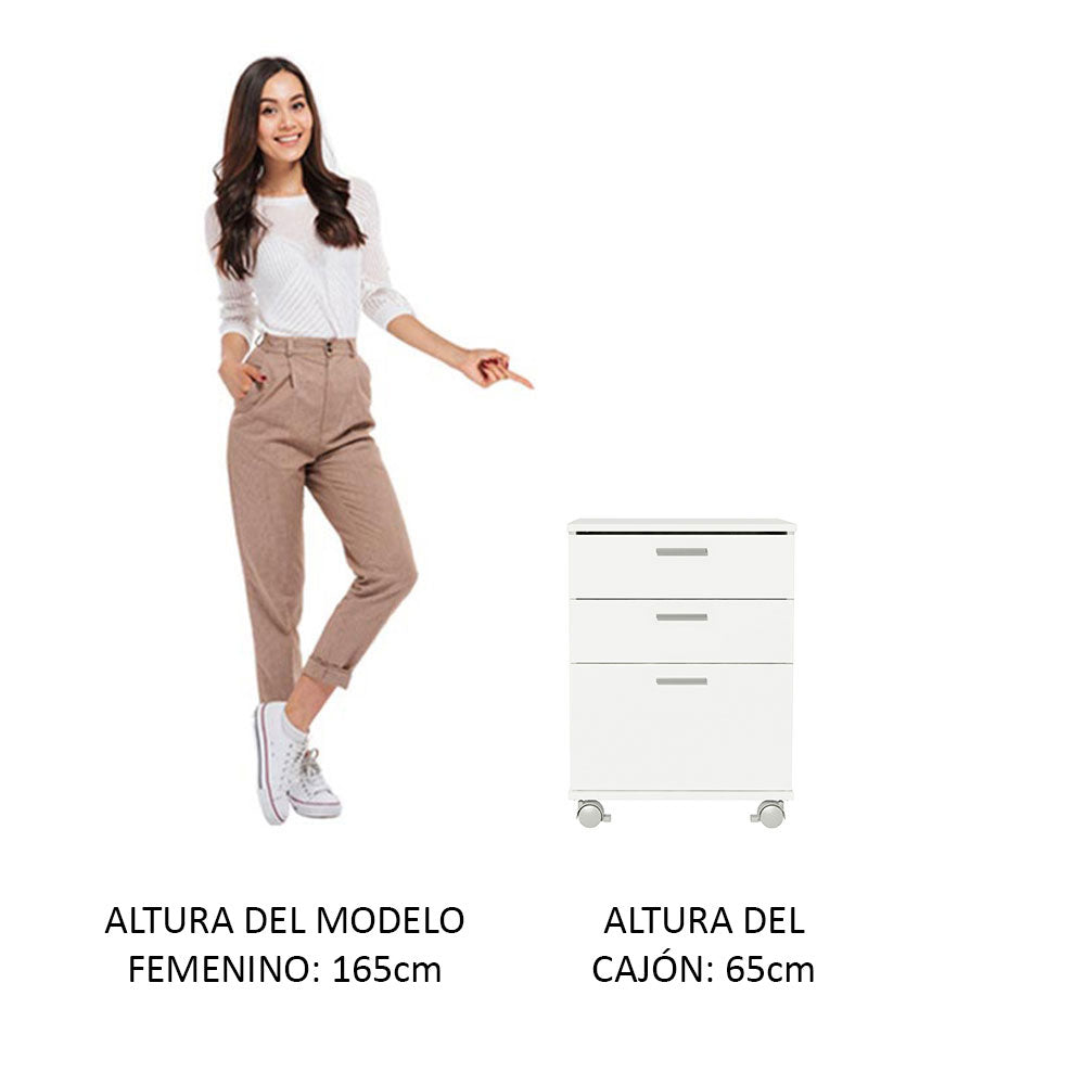 Cajonera para Baño con 3 Cajones y Ruedas