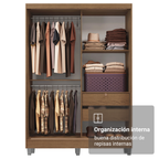 Clóset Luke con Patas 2 Puertas Corredizas con Espejos Marrón 192 cm x 120 cm x 53 cm