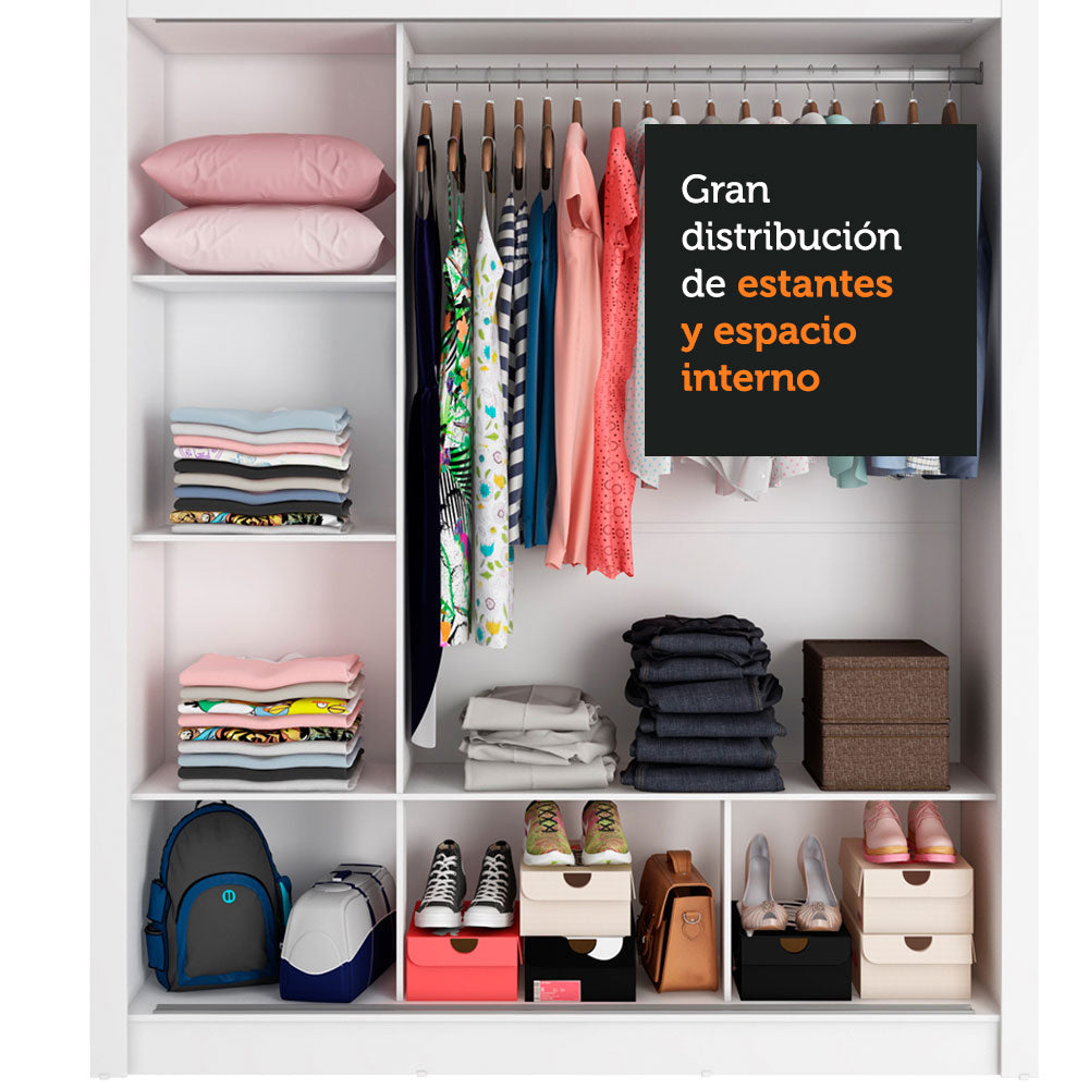 Closet Monaco 3 Puertas Corredizas con Espejos