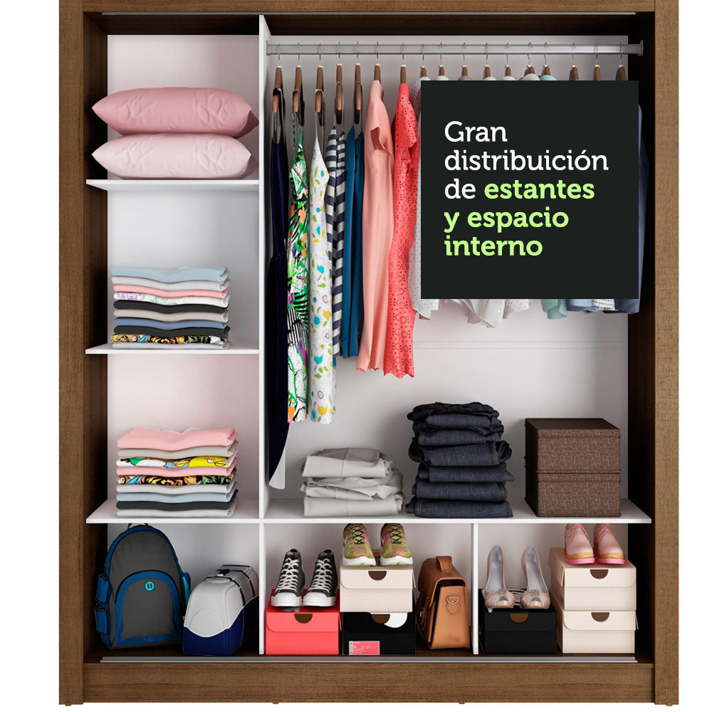 Closet Monaco 3 Puertas Corredizas 2 Espejos