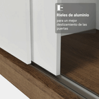 Clóset Monaco 3 Puertas Corredizas Marrón/Blanco 170 cm x 205 cm x 51 cm