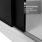 Clóset Monaco 3 Puertas Corredizas 1 Espejo Blanco/Negro 170 cm x 205 cm x 51 cm