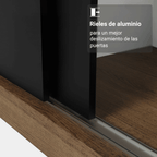 Clóset Monaco 3 Puertas Corredizas 2 Espejos Marrón/Negro 170 cm x 205 cm x 51 cm