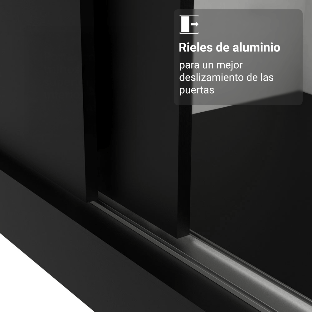 Clóset Monaco 3 Puertas Corredizas Negro 170 cm x 205 cm x 51 cm