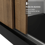 Clóset Monaco 3 Puertas Corredizas 2 Espejos Negro/Marrón 170 cm x 205 cm x 51 cm