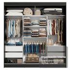 Clóset Reno 3 Puertas Corredizas 2 Espejos Negro 180 cm x 205 cm x 54 cm