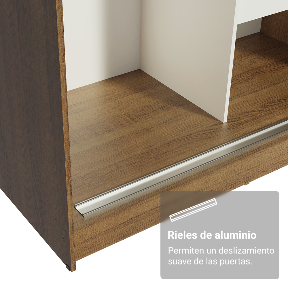Clóset Tokio 2 Puertas Corredizas con Espejos Marrón 218 cm x 109 cm x 54 cm