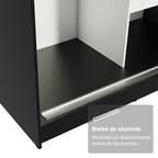 Clóset Tokio 2 Puertas Corredizas con Espejos Negro 218 cm x 109 cm x 54 cm