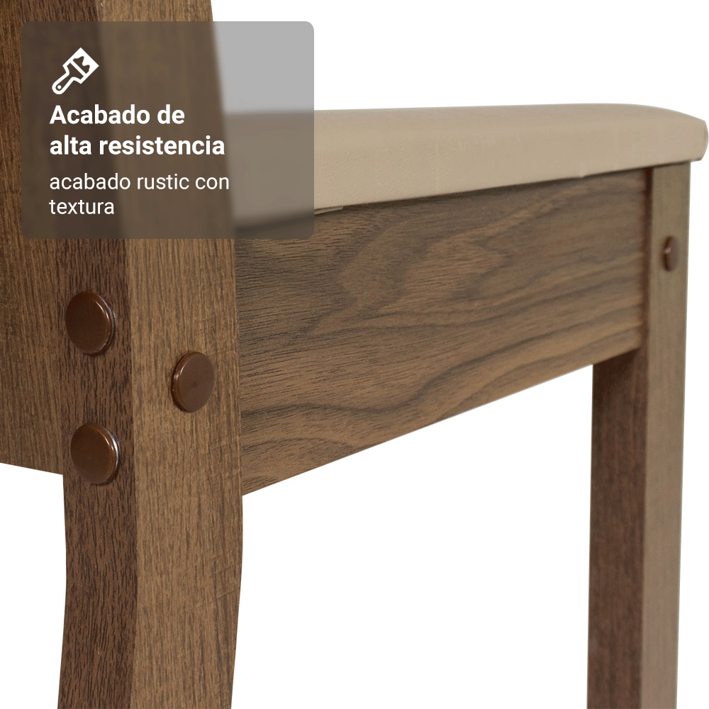 Juego de Comedor Analu con 6 Sillas Marrón/Beige