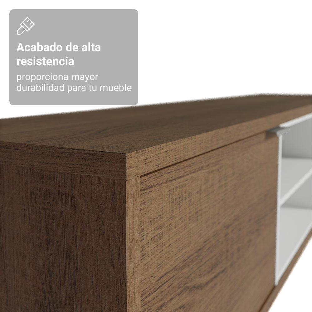 Centro de Entretenimiento Mesa para TV Metz 180 cm Hasta 75 Pulgadas Marrón/Blanco Madesa