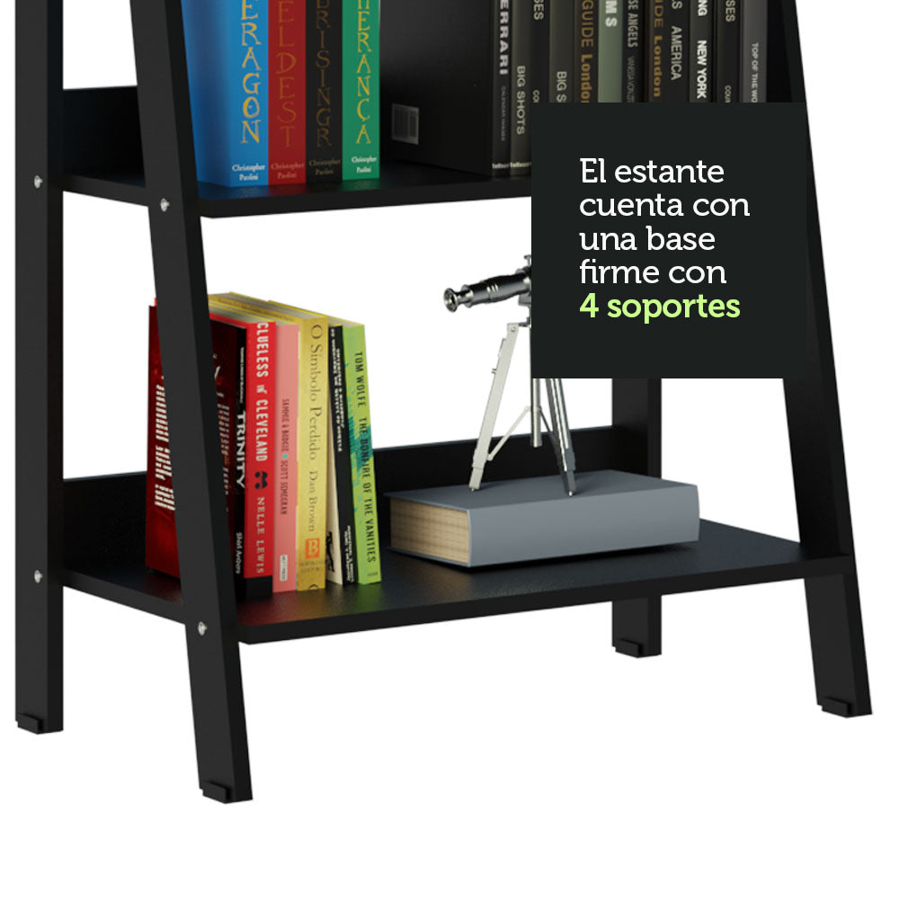 Mueble Estante Librero 61 cm con 4 Niveles Negro Madesa