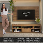 Centro de Entretenimiento para TV Orlando Mesa y Panel de Hasta 65 Pulgadas Marrón