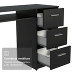 Escritorio de Oficina 136 cm Alaska 1 Puerta 3 Cajones Negro Madesa