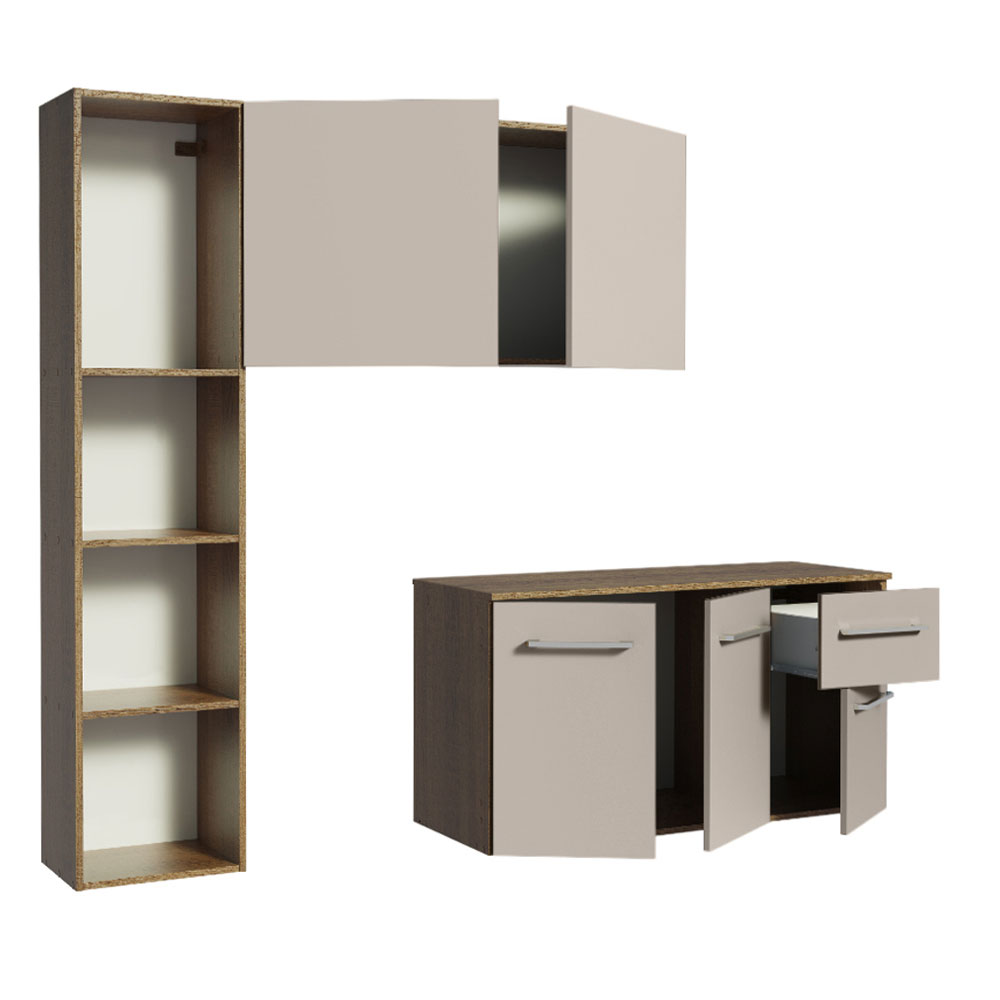 Cocina Compacta Elevada Easy 120 cm con Encimera Marrón/Crema Madesa