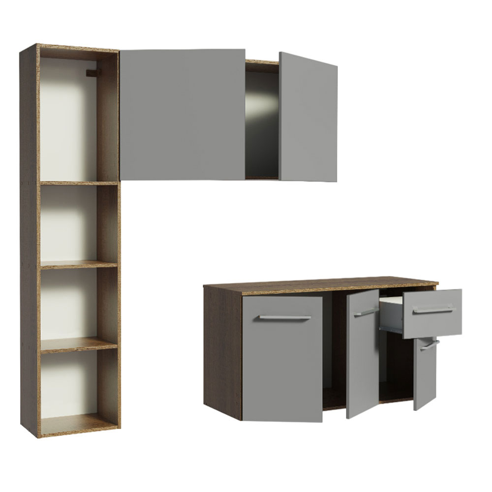 Cocina Compacta Elevada Easy 1.20 m con Encimera MarrónGris