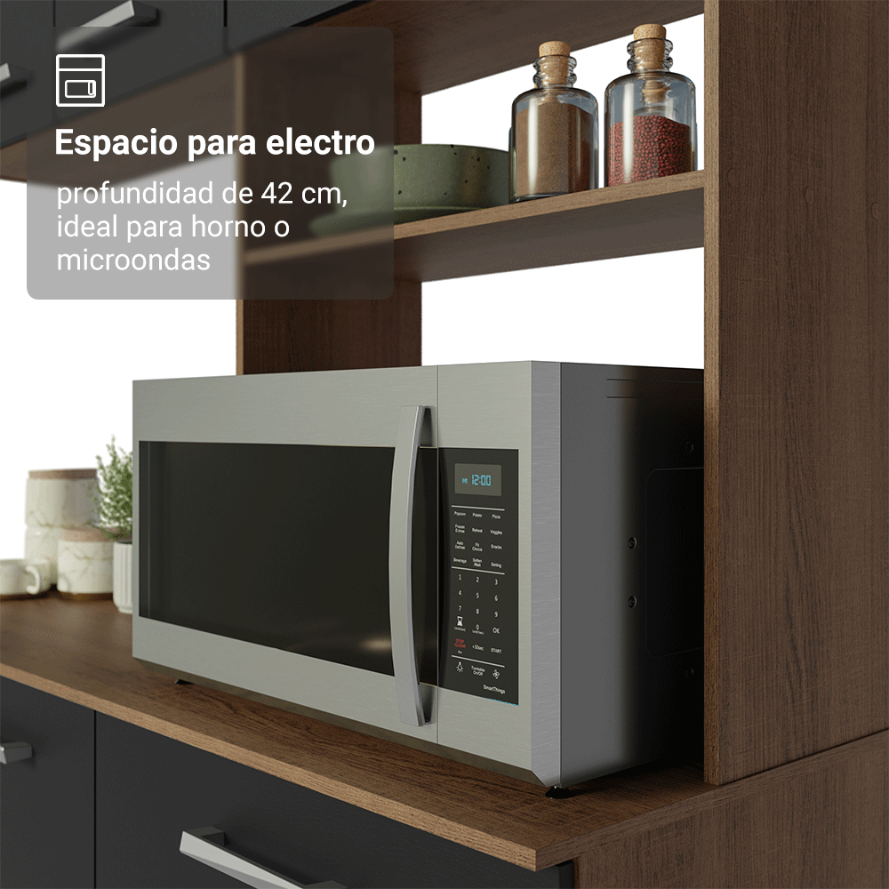 Mueble de Cocina Compacta Aura 2.00 Metros MarrónNegro