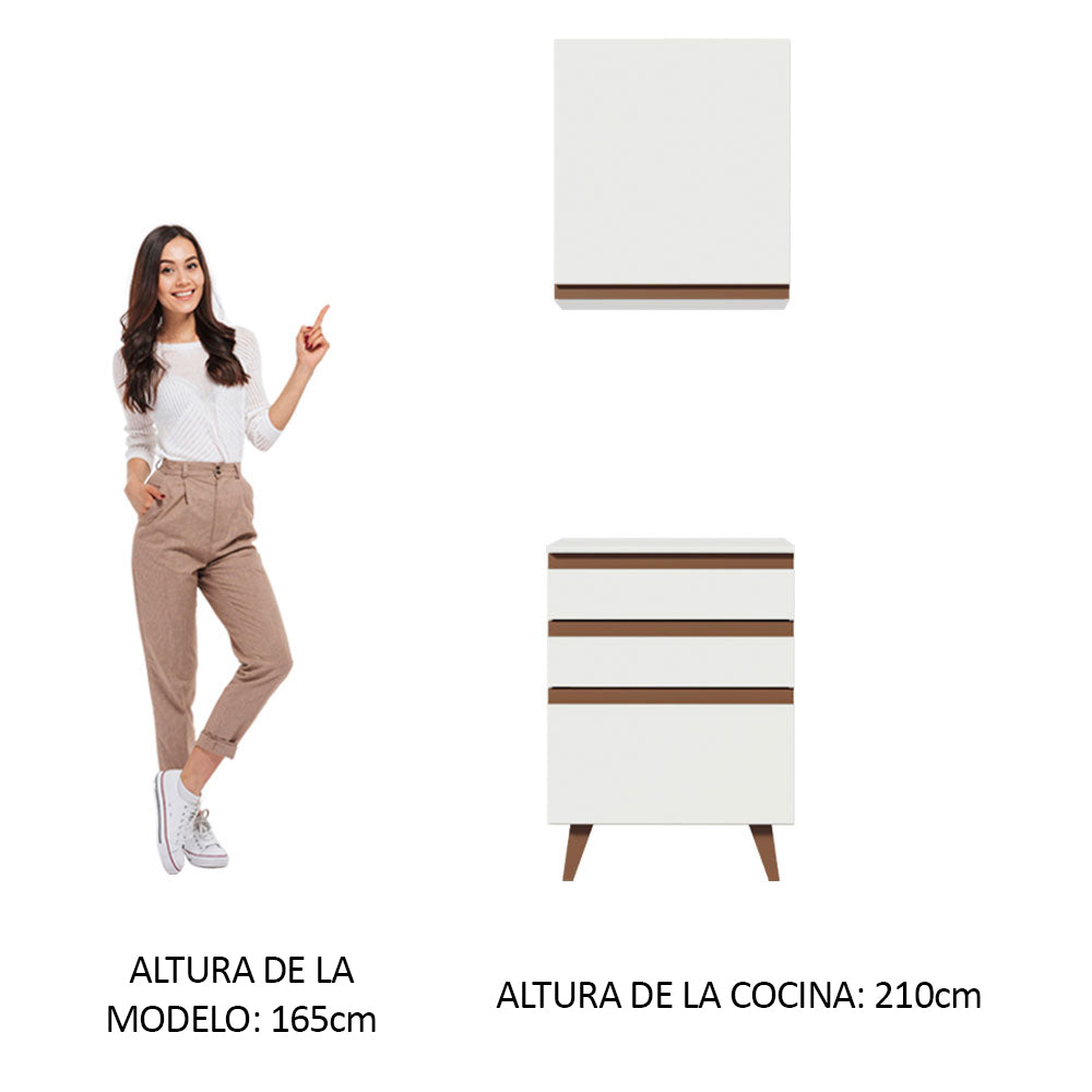 Kit Mueble de Cocina Superior y Mueble Bajo Reims 60 cm Blanco