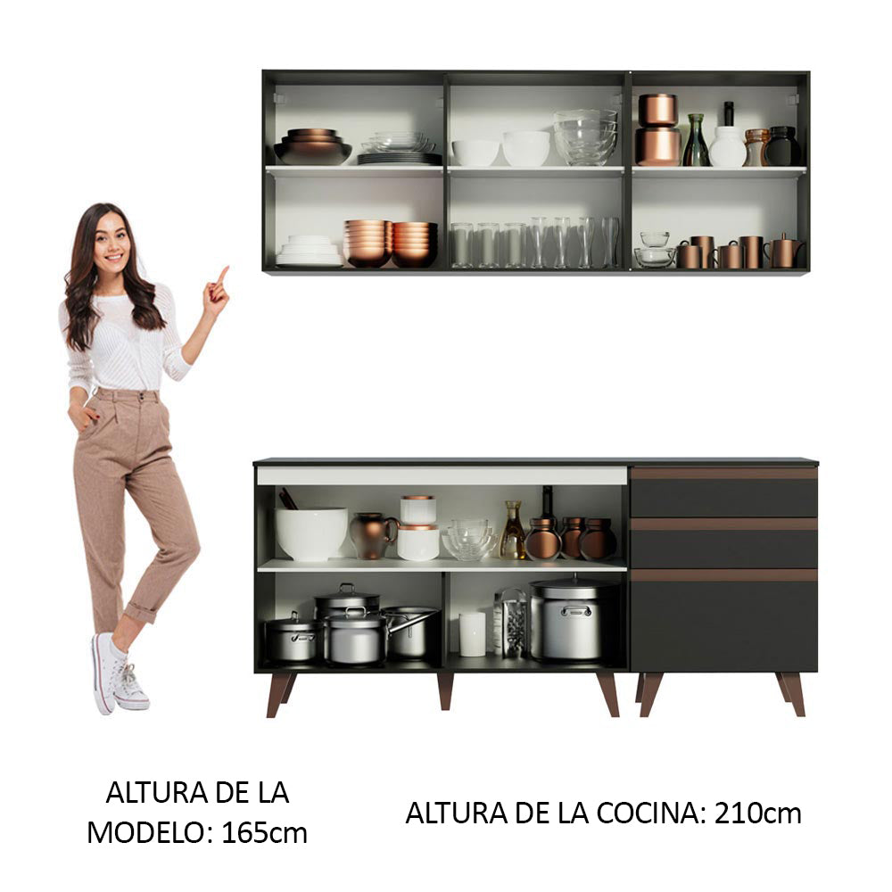 Cocina Integral Reims 1.80 m con Encimera Negro 80