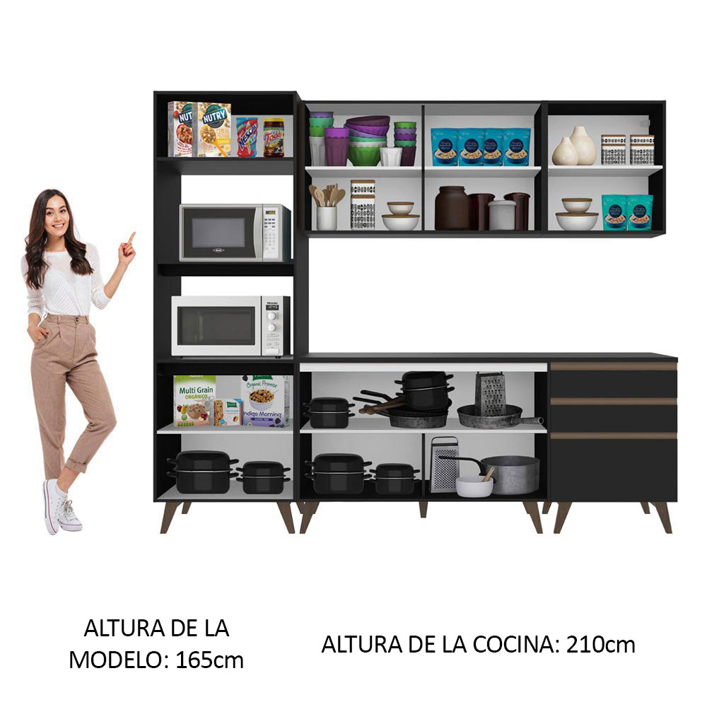 Cocina Integral Reims 2.50 m con Encimera Negro