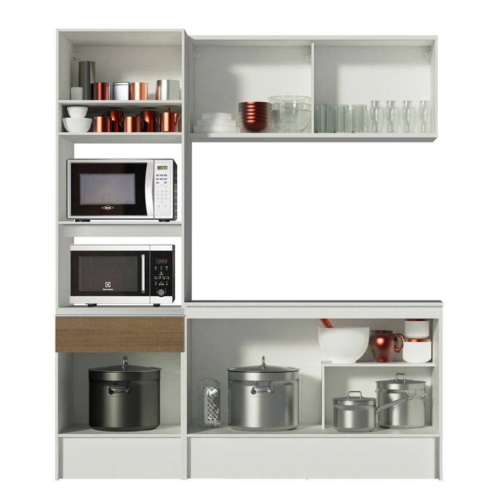 Cocina Integral Topazio 1.80 m con Encimera Blanco/Marrón