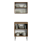 Kit Mueble de Cocina Superior y Mueble Bajo Emilly 64 cm Marrón Madesa