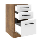 Mueble de Cocina Bajo Agata 3 Cajones 40 cm x 60 cm sin Encimera Marrón/Blanco