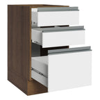Mueble de Cocina Bajo Glamy 3 Cajones 40 cm x 60 cm sin Encimera Marrón/Blanco