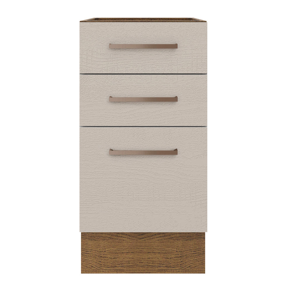Mueble de Cocina Bajo Agata 3 Cajones 40 cm x 60 cm sin Encimera Marrón/Crema